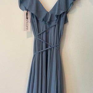 Bill Levkoff Dylan Chiffon V-Neck A-Line Princess Dress Slate